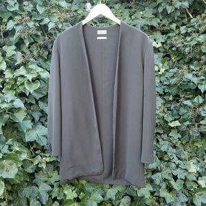 Vintage Hermes collarless blazer in deep olive green color with pockets, size 36